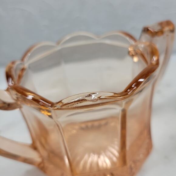 Greensburg‎ Pink Depression Glass Creamer Double Handled Octagon Sugar Bowl - Picture 3 of 16